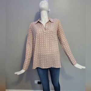 Pleione Tracy Dotted Long Sleeve Blouse, VGUC, Size S